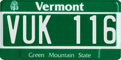 VT license plate VUK116