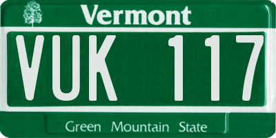 VT license plate VUK117