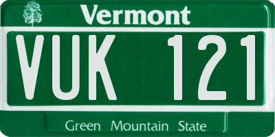 VT license plate VUK121