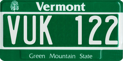 VT license plate VUK122