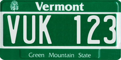 VT license plate VUK123