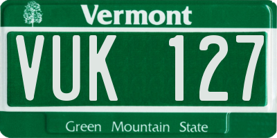 VT license plate VUK127