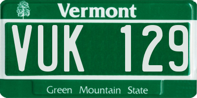 VT license plate VUK129