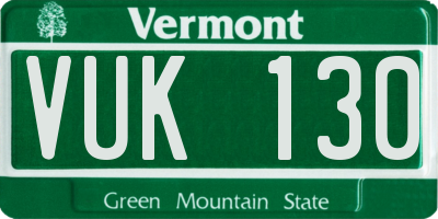 VT license plate VUK130