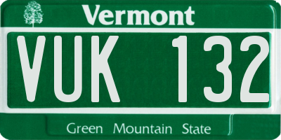 VT license plate VUK132