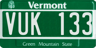 VT license plate VUK133