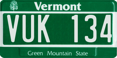 VT license plate VUK134
