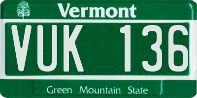 VT license plate VUK136