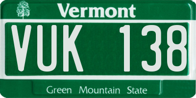 VT license plate VUK138