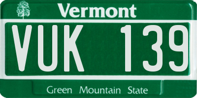 VT license plate VUK139