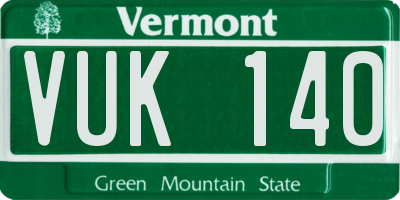 VT license plate VUK140