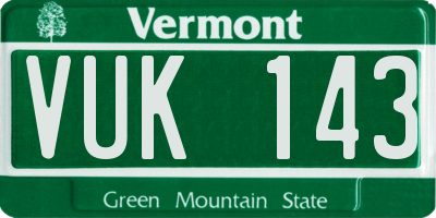 VT license plate VUK143