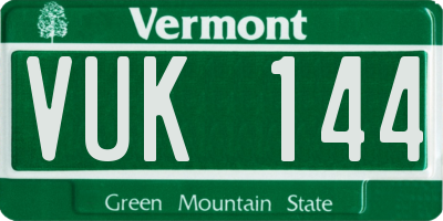 VT license plate VUK144