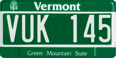 VT license plate VUK145