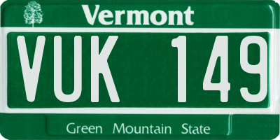 VT license plate VUK149