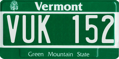 VT license plate VUK152