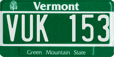 VT license plate VUK153
