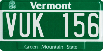 VT license plate VUK156