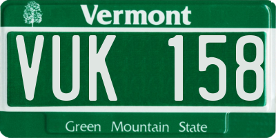 VT license plate VUK158