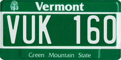 VT license plate VUK160