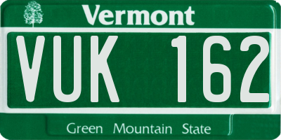 VT license plate VUK162