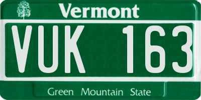 VT license plate VUK163