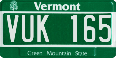 VT license plate VUK165