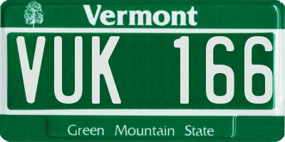 VT license plate VUK166