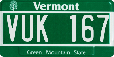 VT license plate VUK167