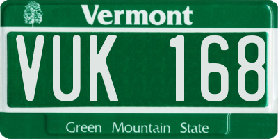 VT license plate VUK168
