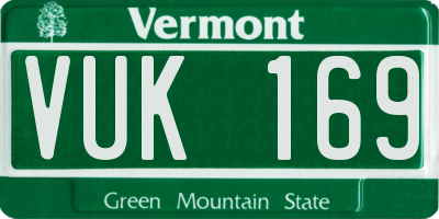 VT license plate VUK169