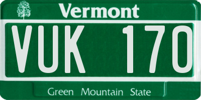VT license plate VUK170