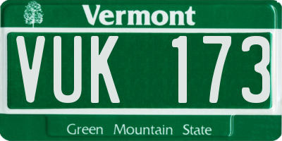 VT license plate VUK173