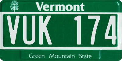 VT license plate VUK174