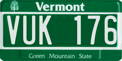 VT license plate VUK176