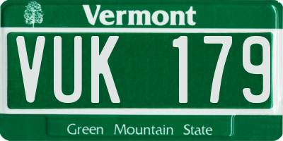 VT license plate VUK179