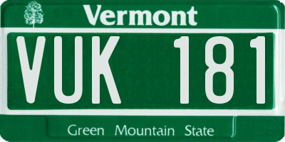VT license plate VUK181