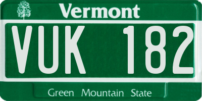 VT license plate VUK182