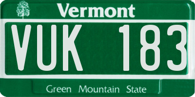 VT license plate VUK183