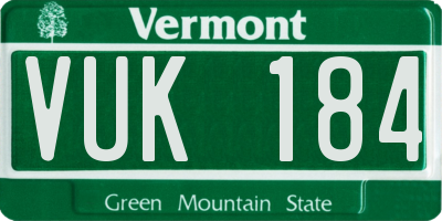 VT license plate VUK184