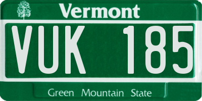 VT license plate VUK185
