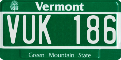 VT license plate VUK186