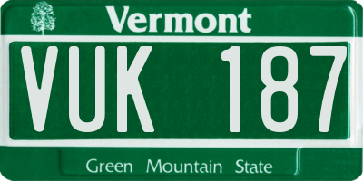 VT license plate VUK187