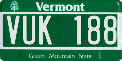 VT license plate VUK188