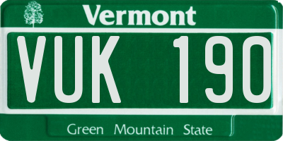 VT license plate VUK190