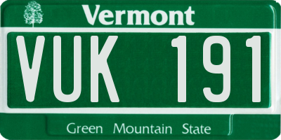 VT license plate VUK191