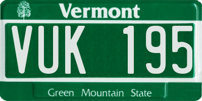 VT license plate VUK195