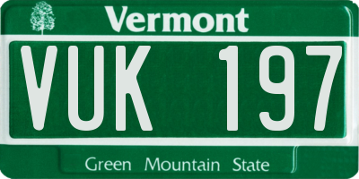 VT license plate VUK197