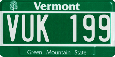 VT license plate VUK199