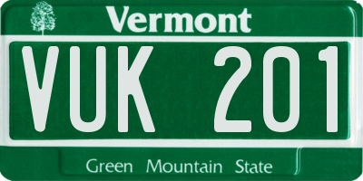 VT license plate VUK201